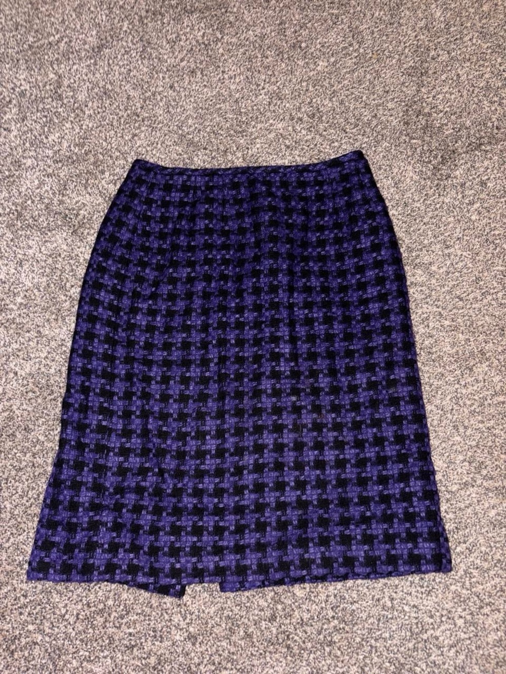 Vintage 90s Whimsygoth Black & Purple Houndstooth Midi Skirt